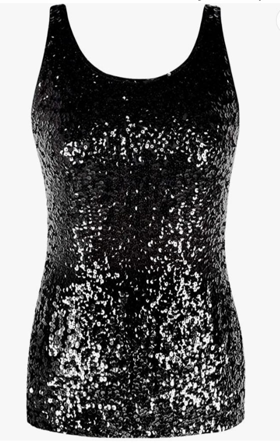 Glittery Black Sequin Tank Top - On the Go with Princess O