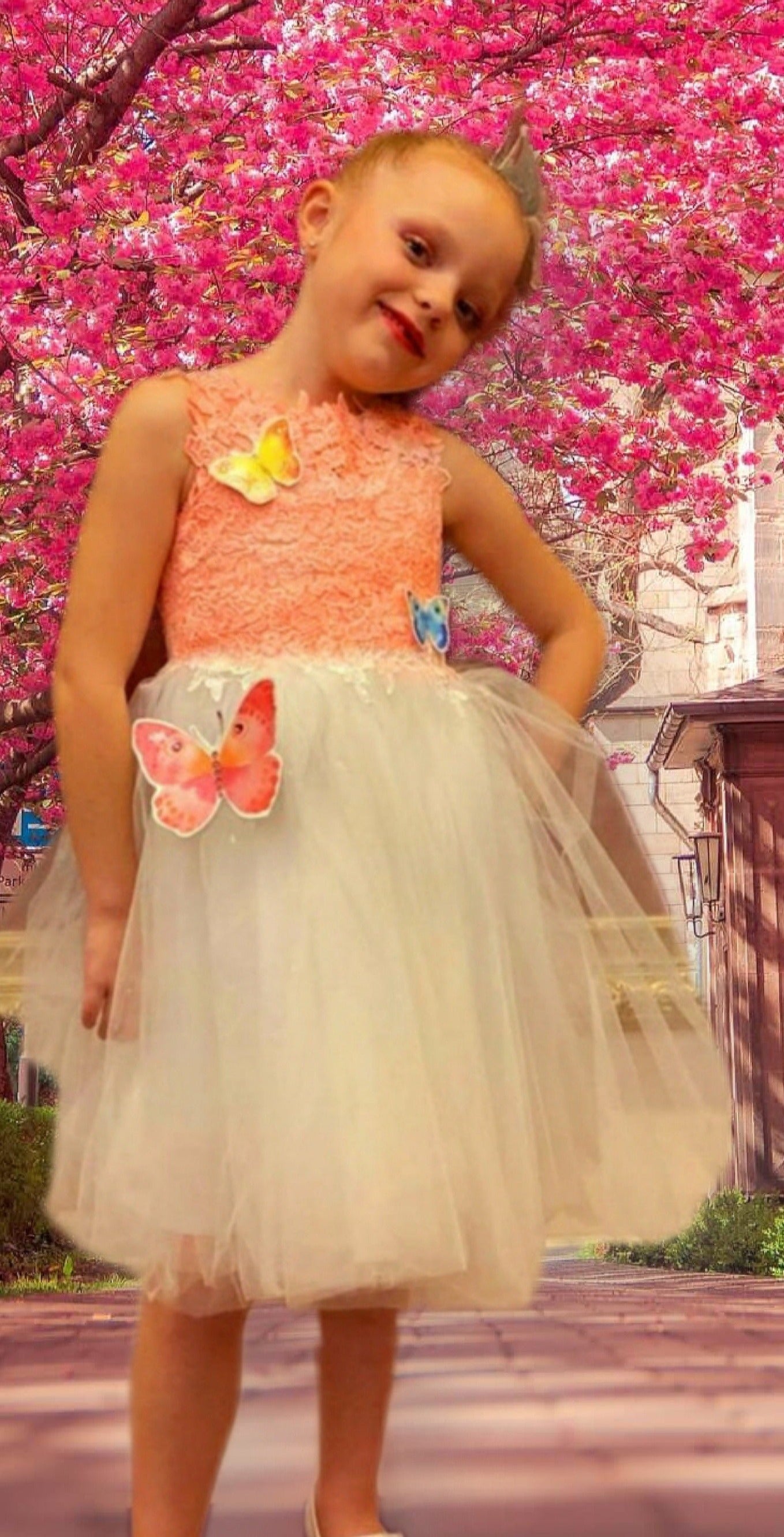 3D Butterflies & Lace Sweetheart Dress 5/6T On the Go with Princess O