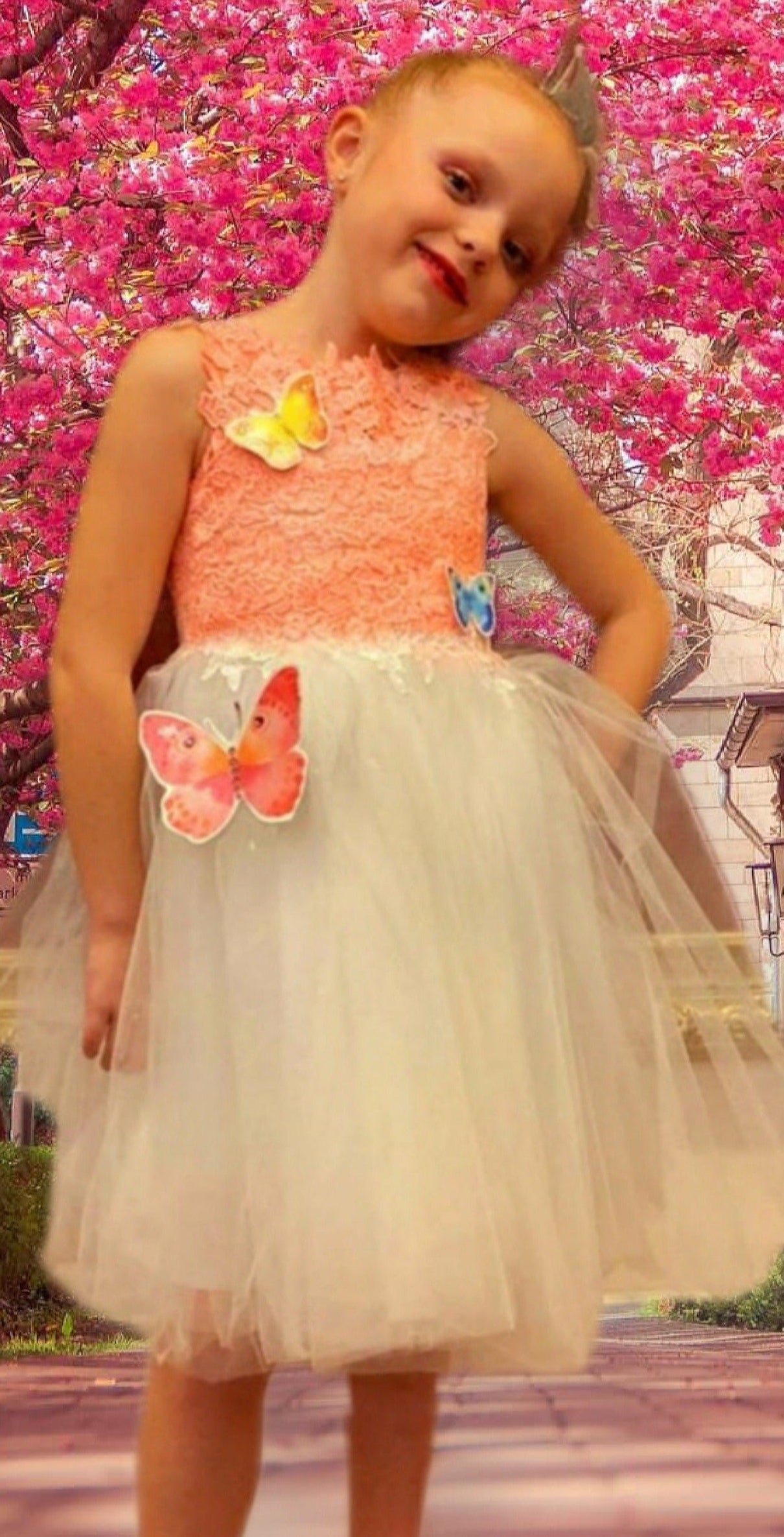 3D Butterflies & Lace Sweetheart Dress 5/6T On the Go with Princess O
