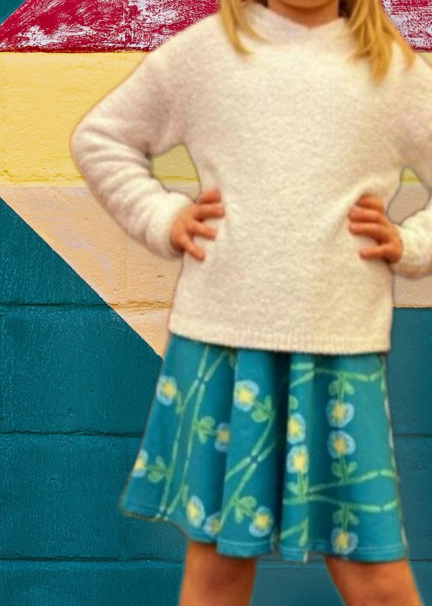 Blue Wildflowers Skater Skirt - On the Go with Princess O
