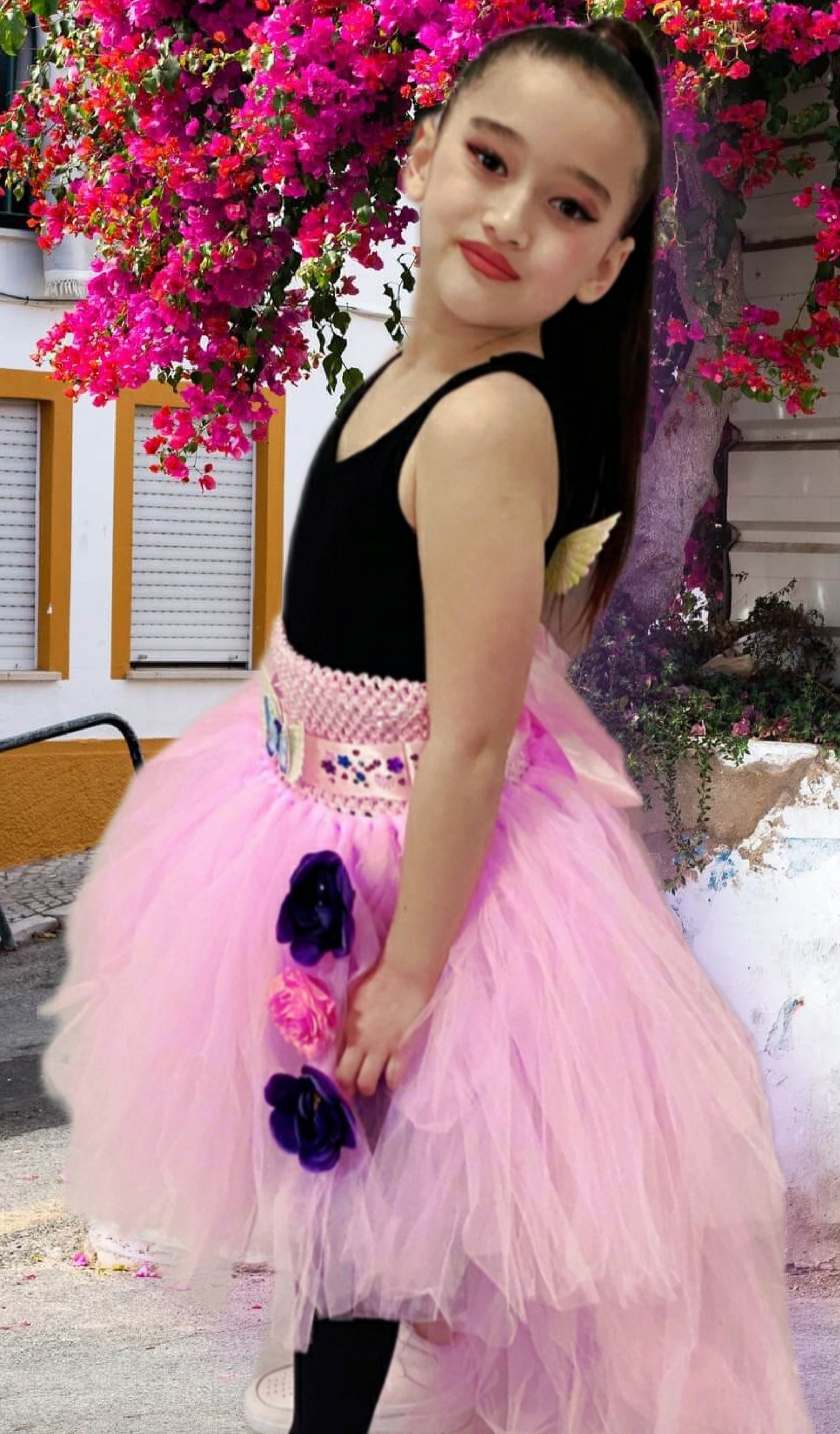 Blue Butterfly Pink High Low Tulle Satin Tutu - On the Go with Princess O