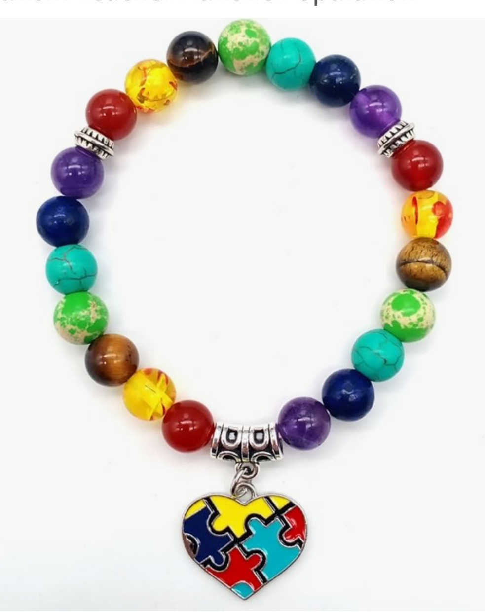 Autism Awareness Bracelet All Natural Beads - On the Go with Princess O