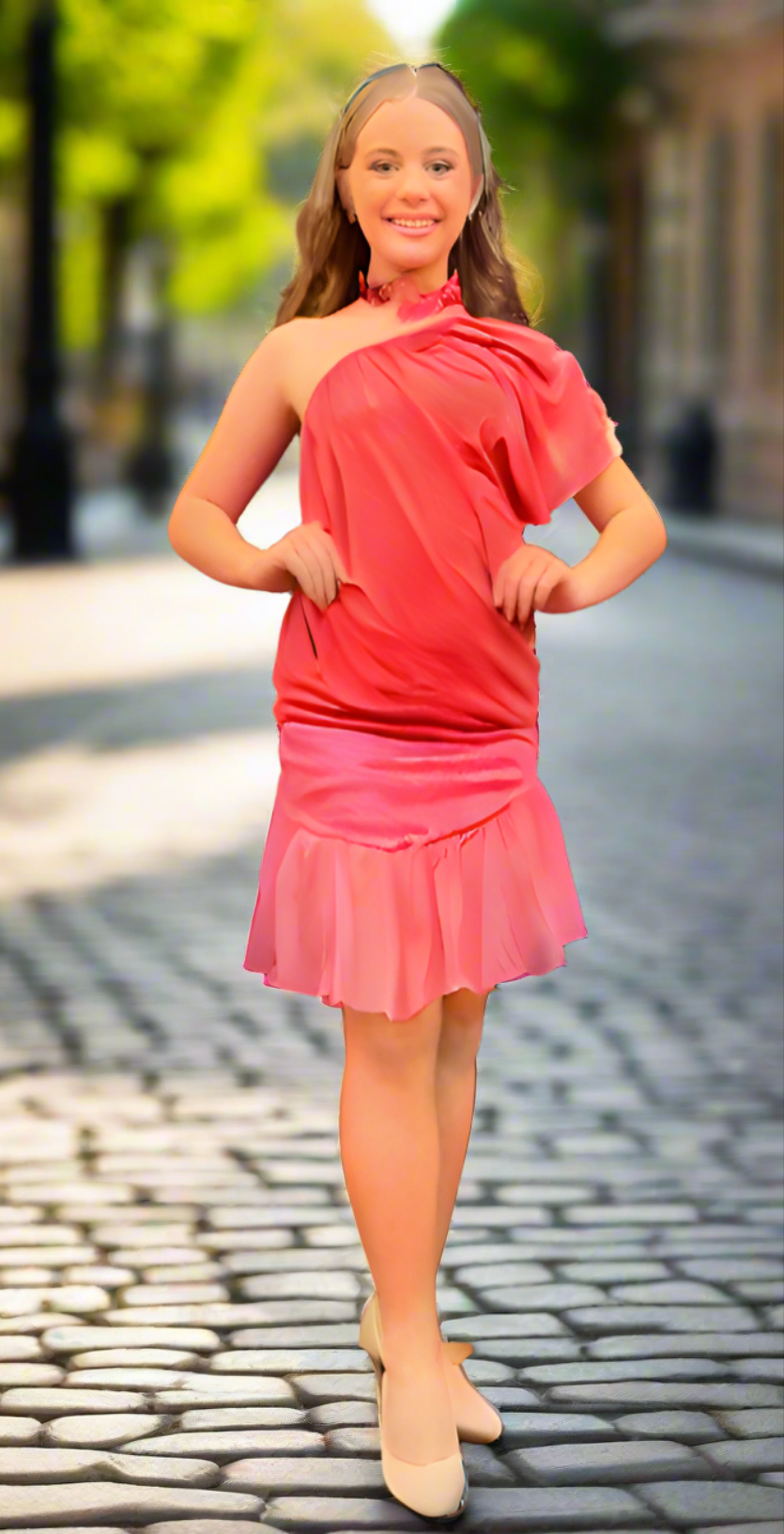 Pink Bee Flutter Dress Juniors 12/14