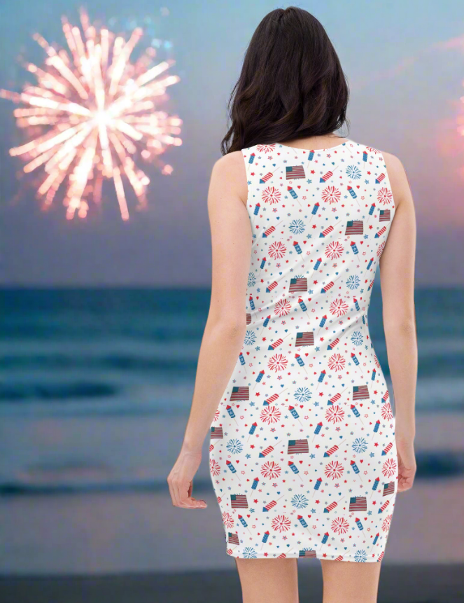 Flags & Fireworks Juniors Womens Dress