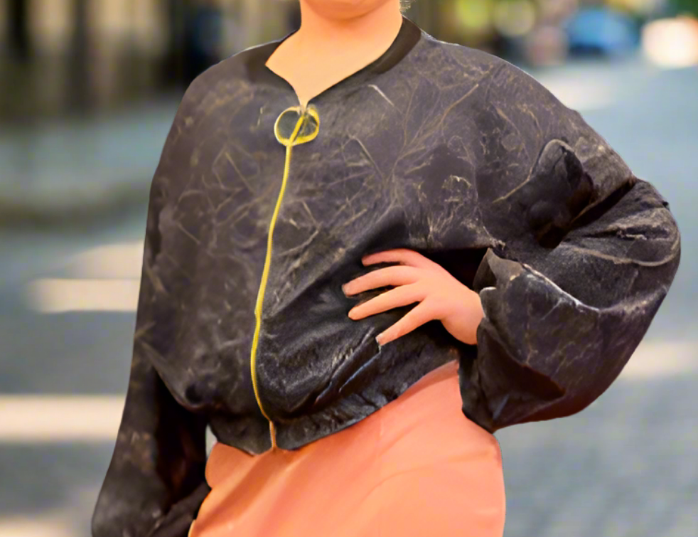 Womens Cropped Chiffon Bomber Jacket On the Go with Princess O