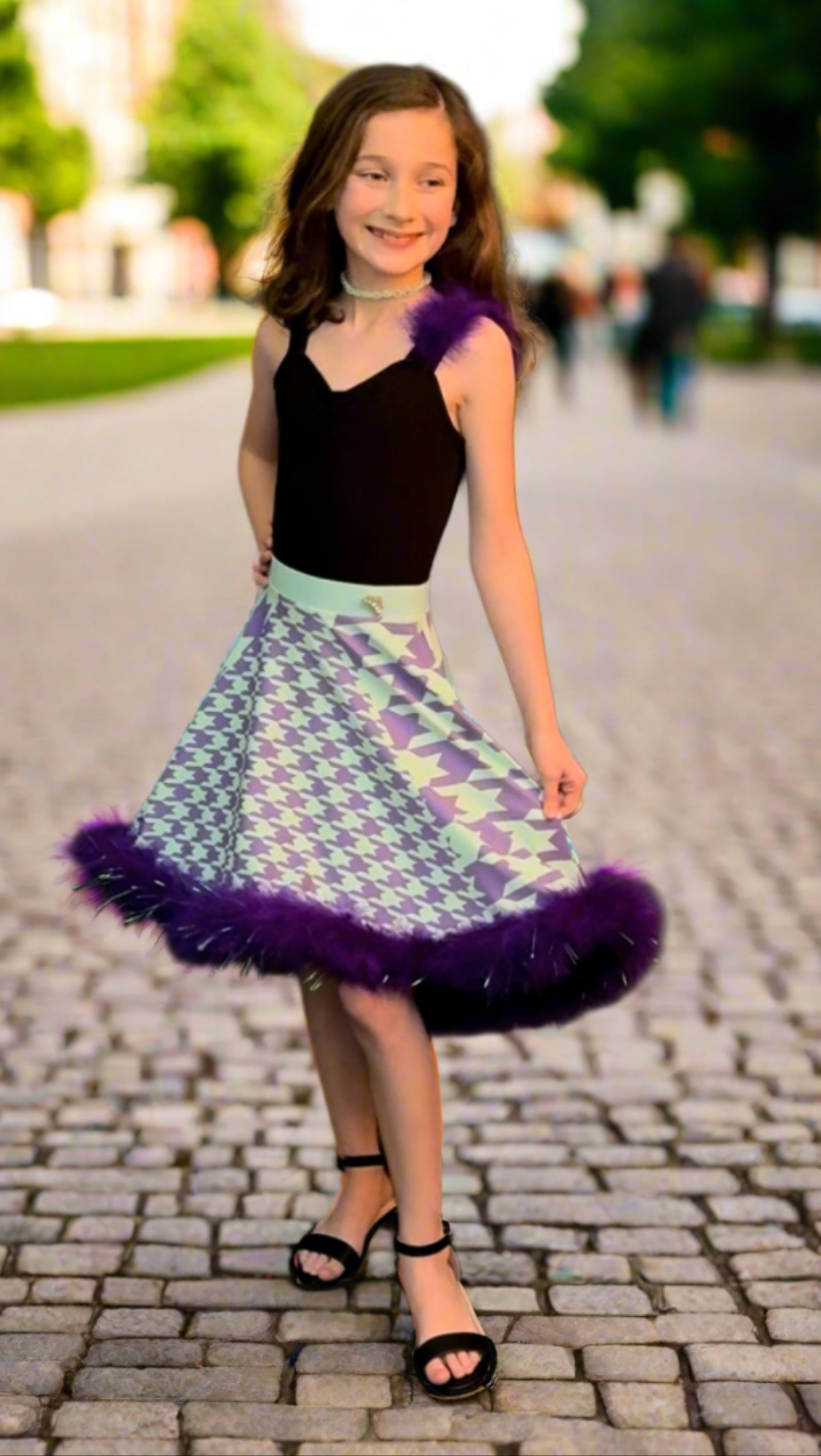 Designer Houndstooth Juniors Womens Skirt On the Go with Princess O