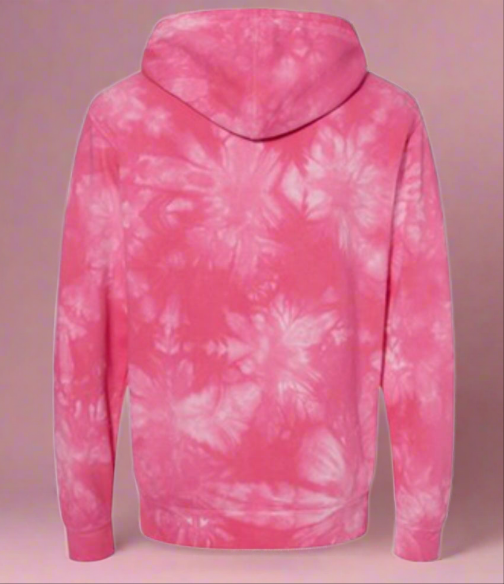 NO ONE FIGHTS ALONE PINK TIE DYE HOODIE SWEATSHIRT