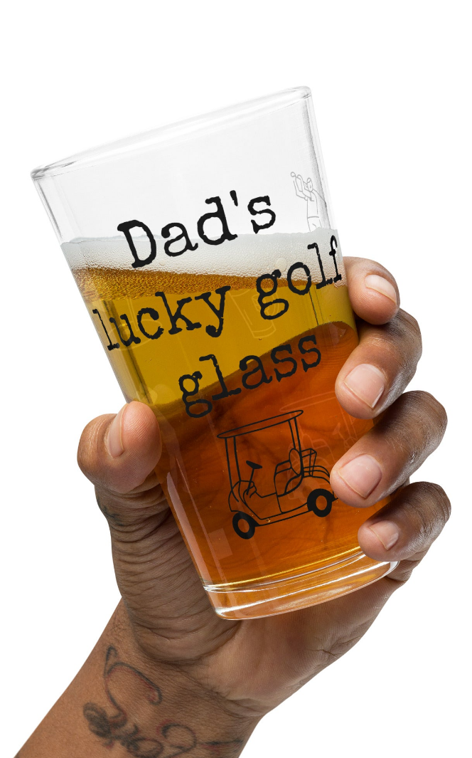 Dad's Lucky Golf Shaker Glass 16oz On the Go with Princess O