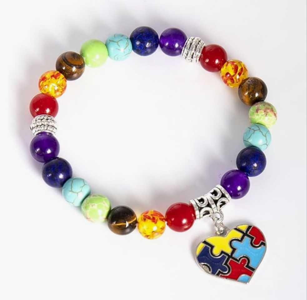 Autism Awareness Bracelet All Natural Beads - On the Go with Princess O