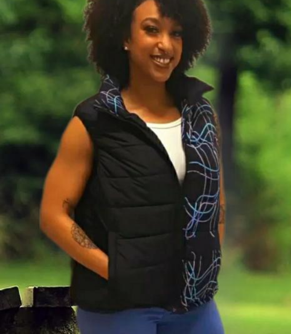 Scribble Quilted Juniors Women's Puffer Vest On the Go with Princess O