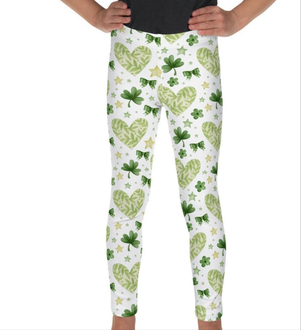 Girl's Lucky Shamrock Leggings On the Go with Princess O