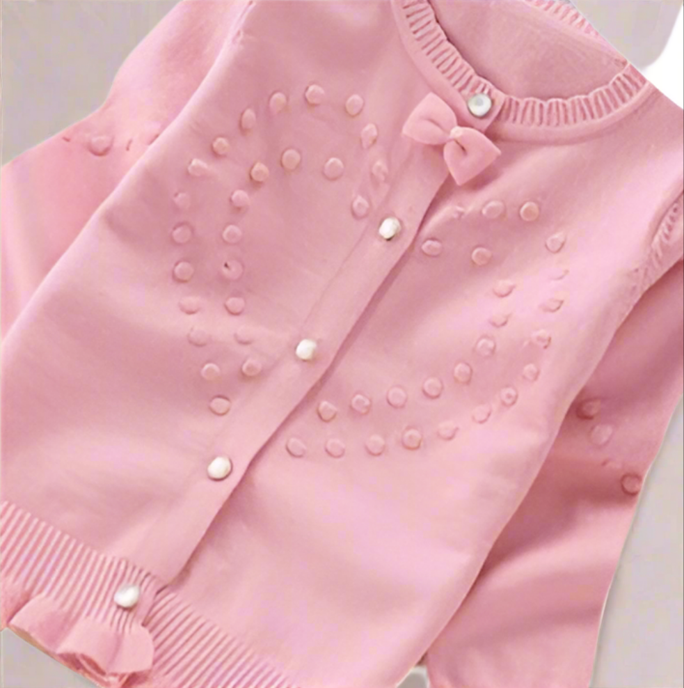Heart Pom Knit Cardigan Girls Juniors Sweater - On the Go with Princess O
