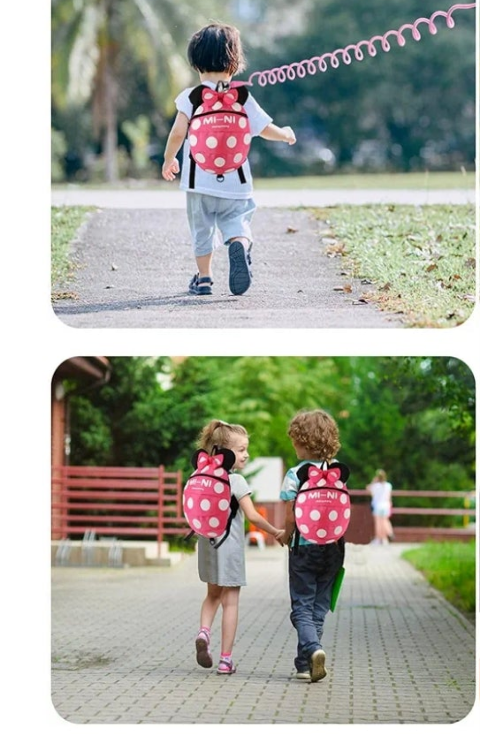 Girls Pink Back Pack with Removeable Safety Leash by Mi-Ni