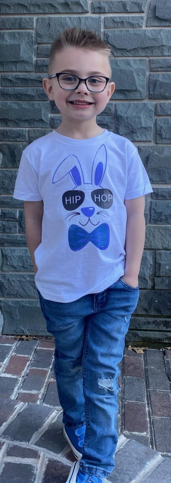 Hip Hop Blue Bunny Youth Tee On the Go with Princess O