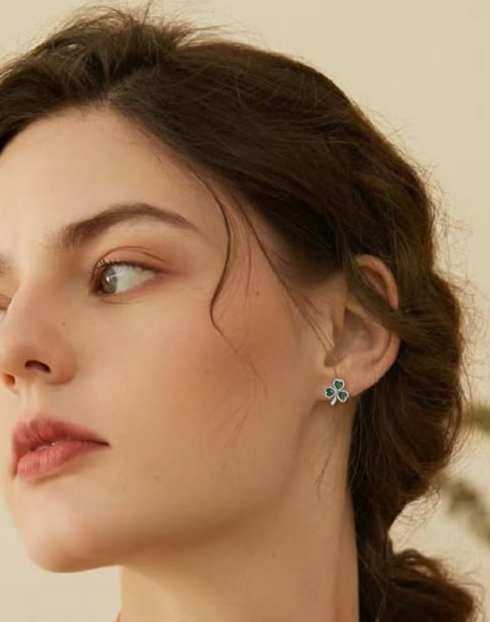 Irish Emerald Shamrock Celtic Sterling Silver 925 Earring Studs