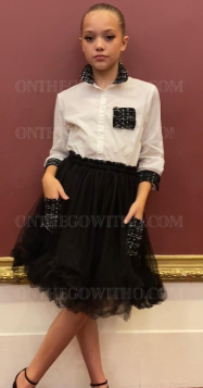 Black & White Tutu with Tweed Pockets