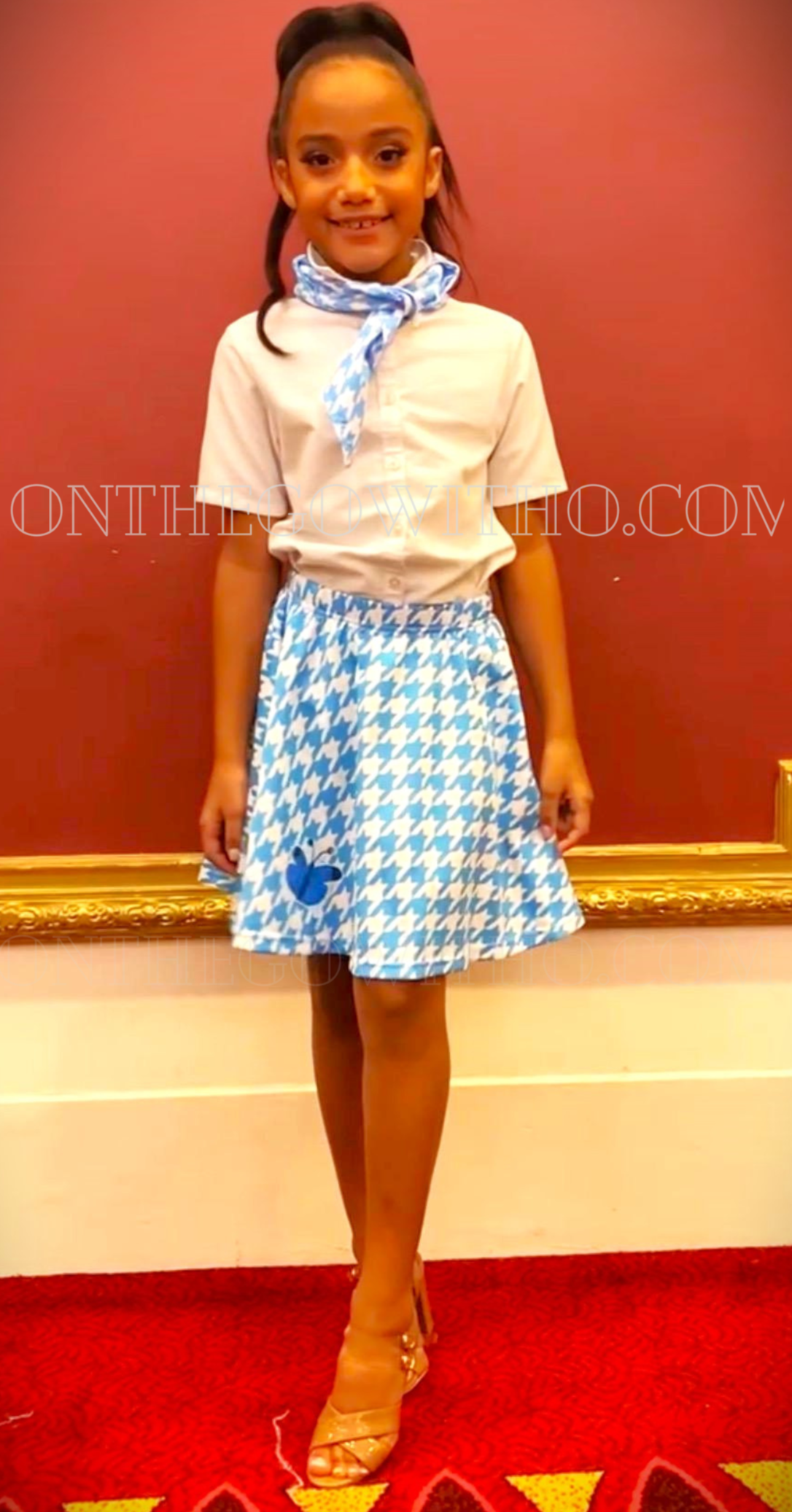 Blue Houndstooth Butterfly Skirt