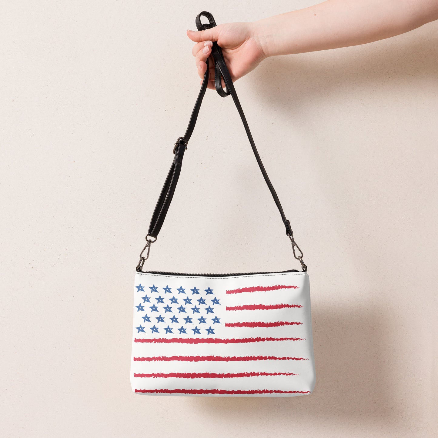 White Vegan Leather Flag Crossbody Bag