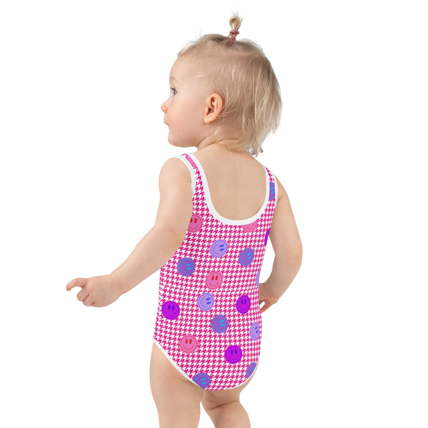 Girl's Smiley Houndstooth UPF Bathing Swimsuit