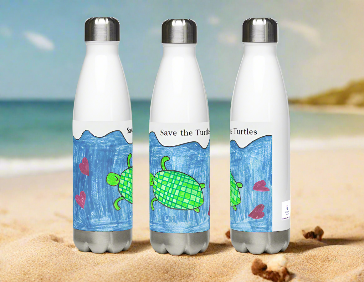 Save the Turtles Stainless Water Bottle - On the Go with Princess O