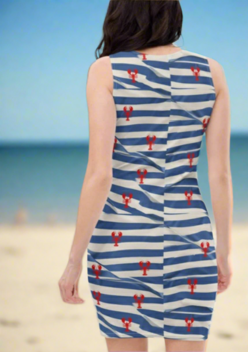 Lobster Striped Juniors Womens Dress