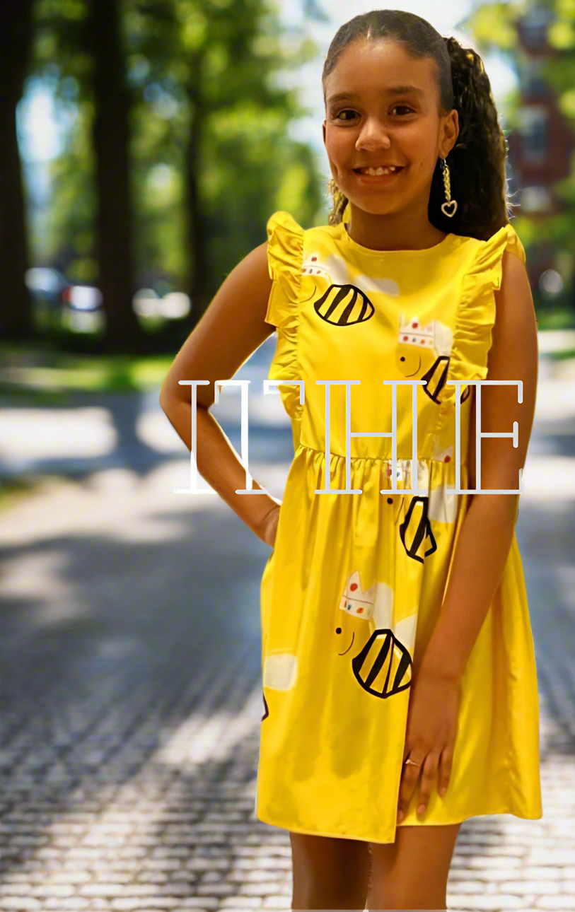 Black & Yellow Bee Girls Juniors Dress - On the Go with Princess O