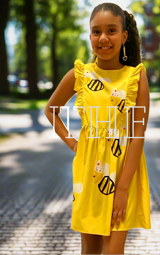 Black & Yellow Bee Girls Juniors Dress - On the Go with Princess O