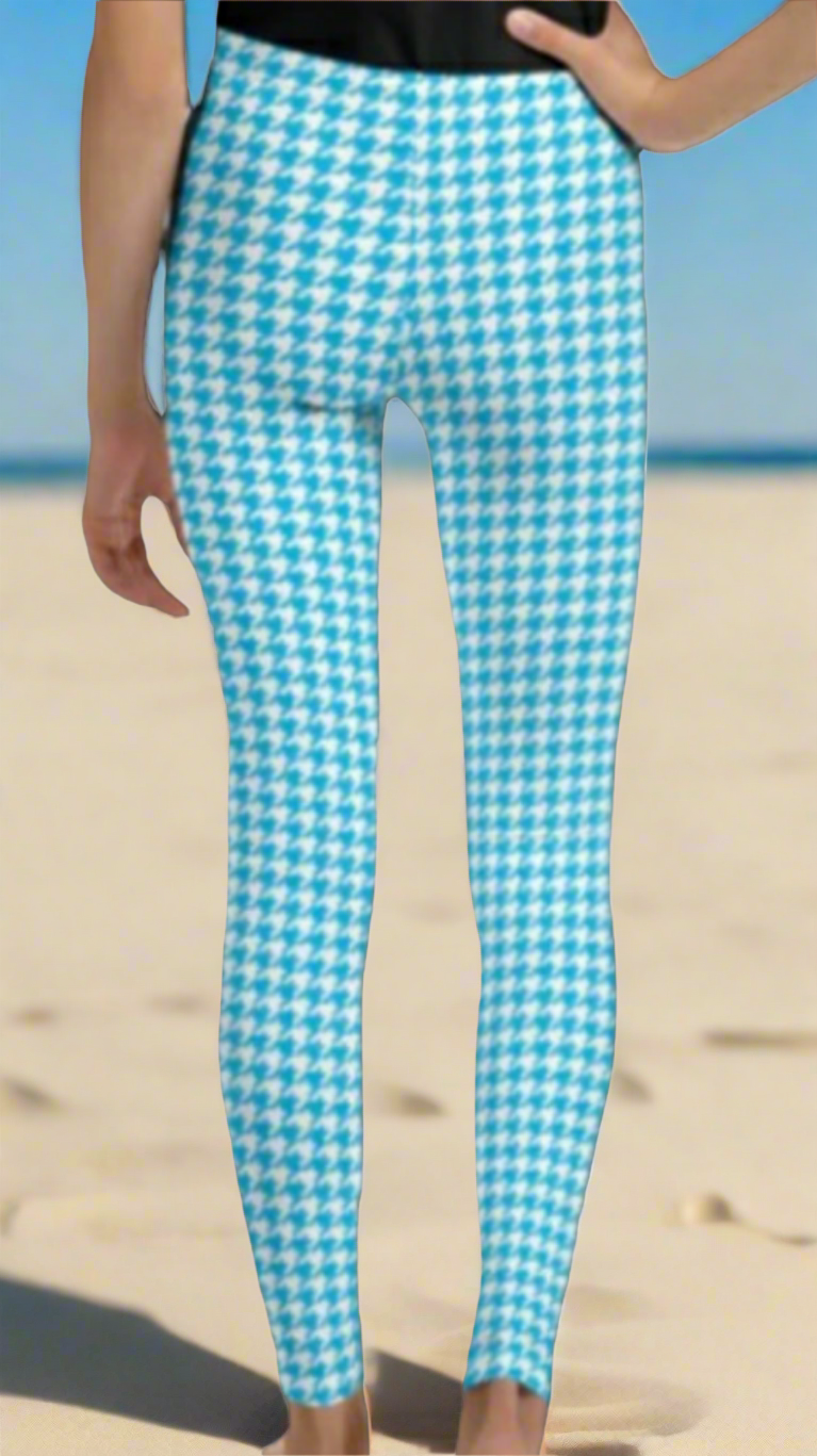 Sea Turtles Houndstooth Girls Juniors Leggings
