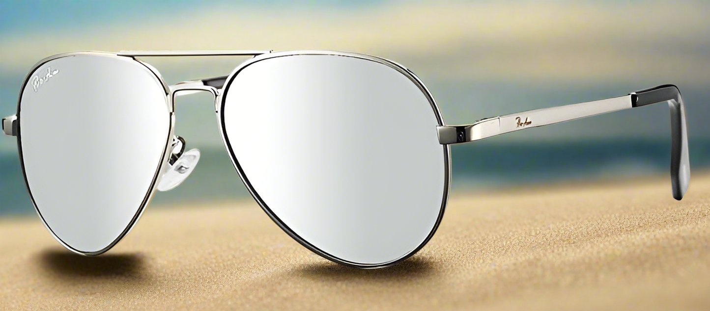 Classic Silver Polarized Aviator Sunglasses for Kids