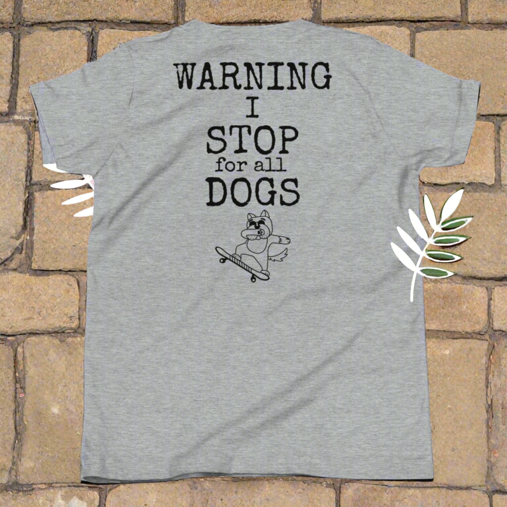 Youth Dog Lover, I Stop for All Dogs Tee On the Go with Princess O
