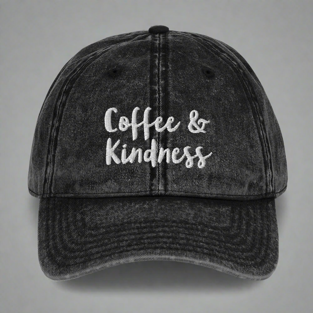 Coffee & Kindness Denim Hat - On the Go with Princess O