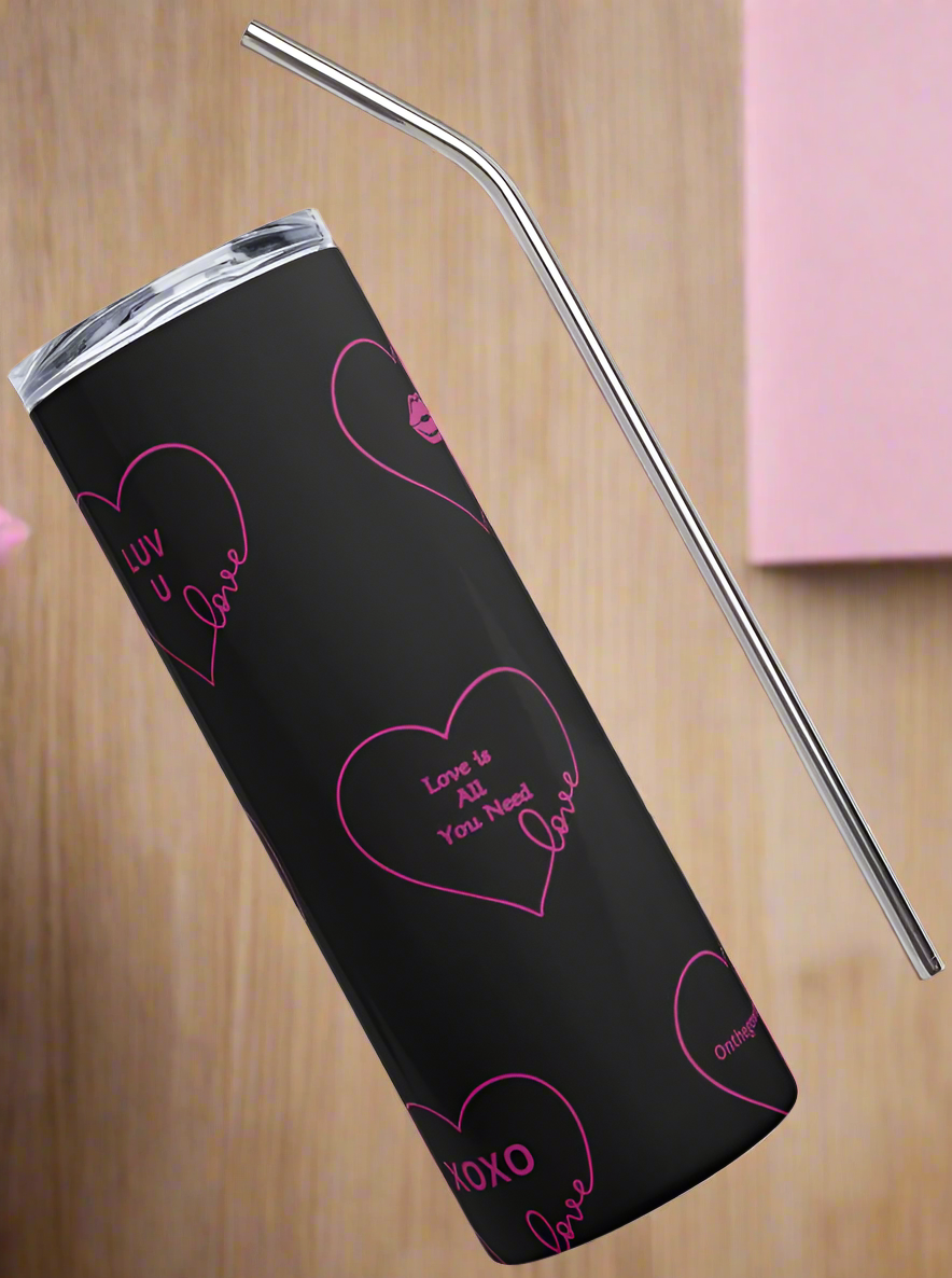 Hearts of Love Drink Tumbler - On the Go with Princess O