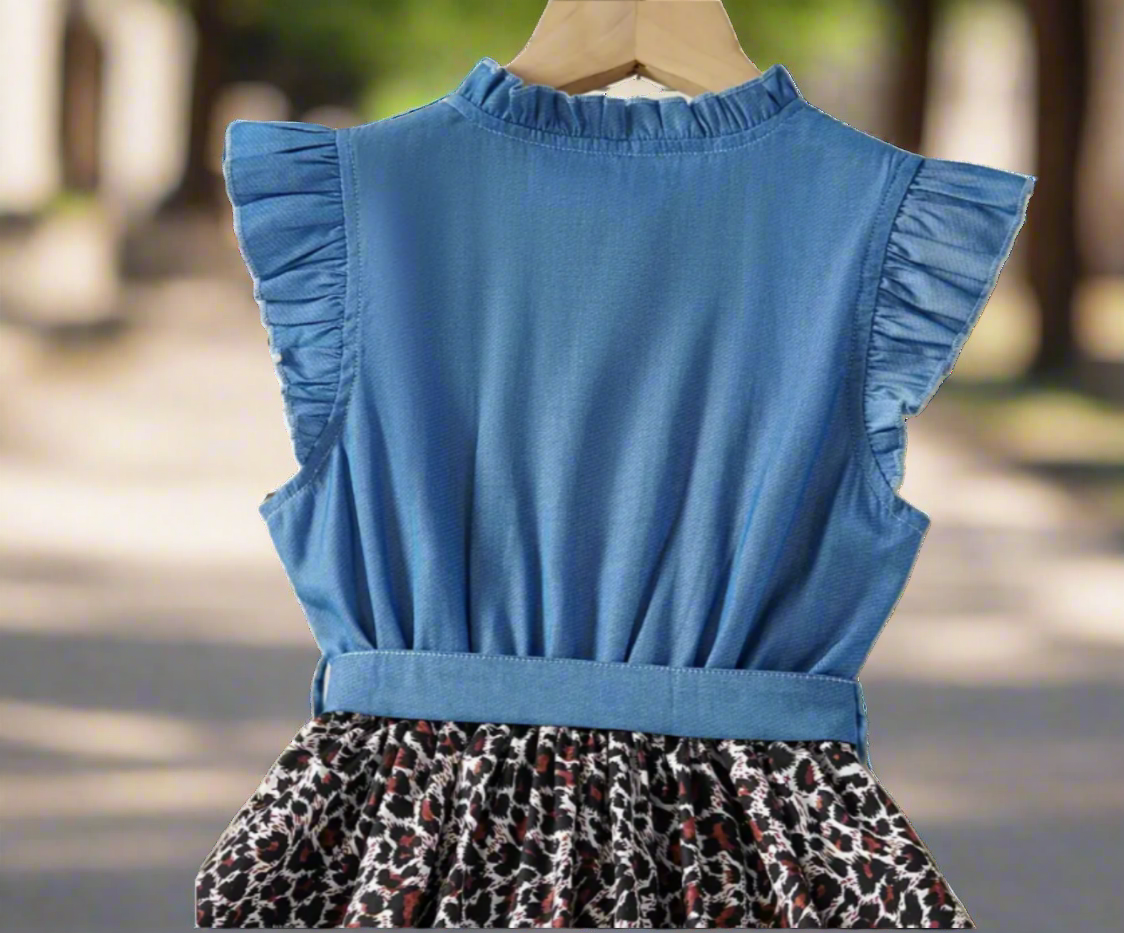 Denim Leopard Print Sundress Girls 7/8 - On the Go with Princess O
