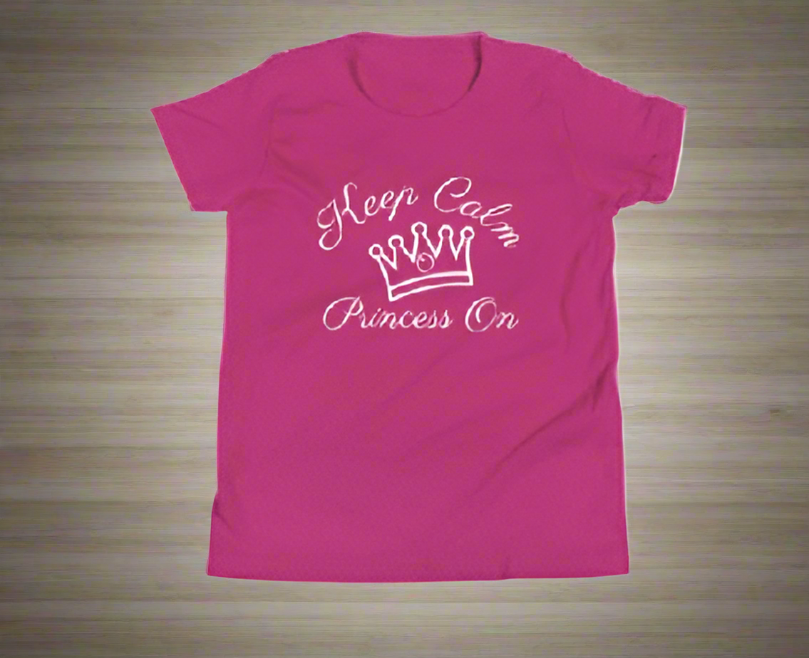 Keep Calm Princess On Girls Cotton Tee - On the Go with Princess O