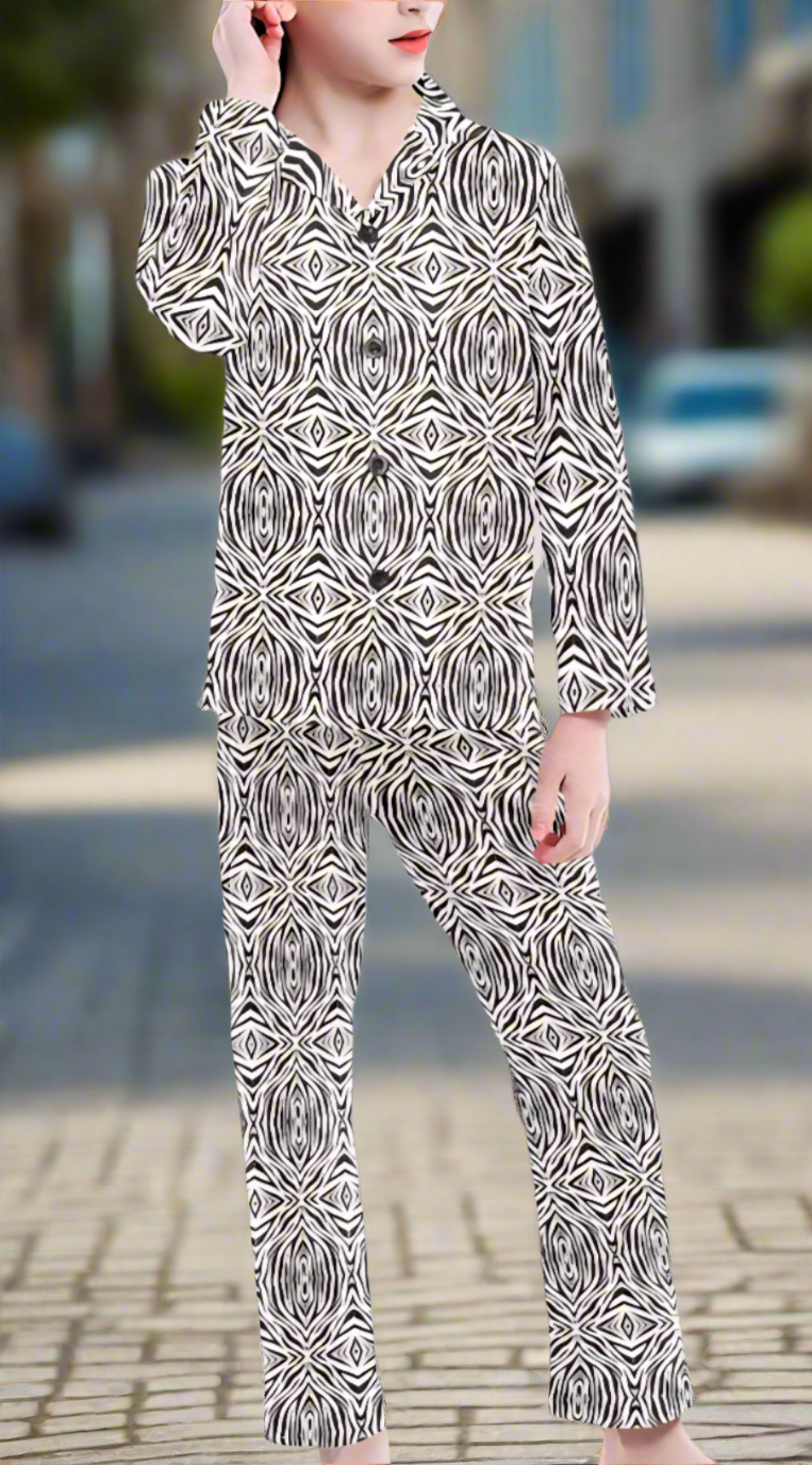Black and White Animal Pajamas Kids Juniors