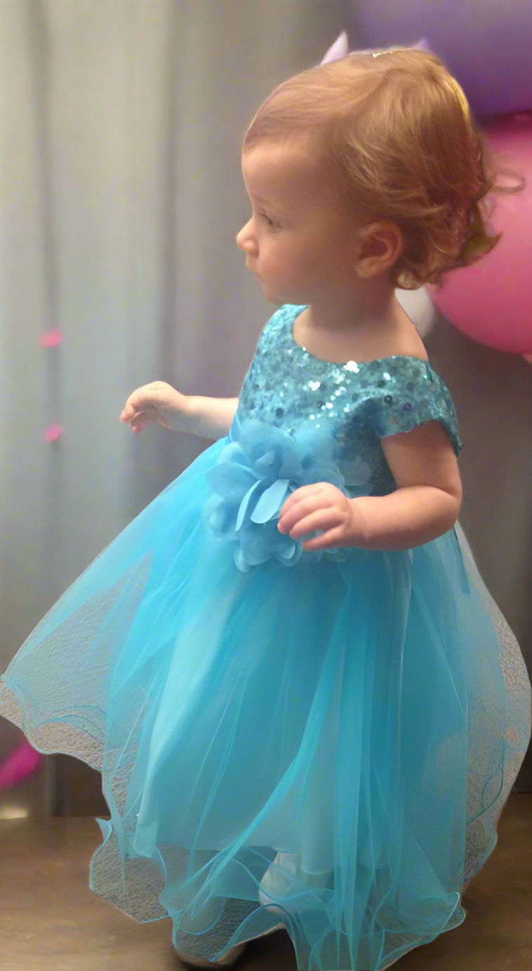 Turquoise Sequin & Tulle Fancy Dress - On the Go with Princess O