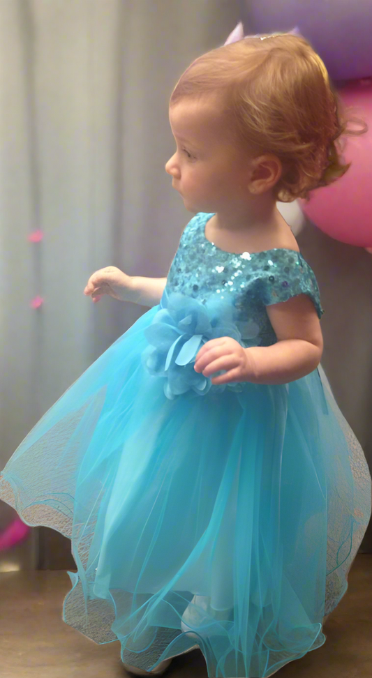 Turquoise Sequin & Tulle Fancy Dress - On the Go with Princess O