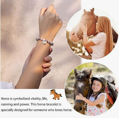 Natural Stone Horse Charm Bracelet