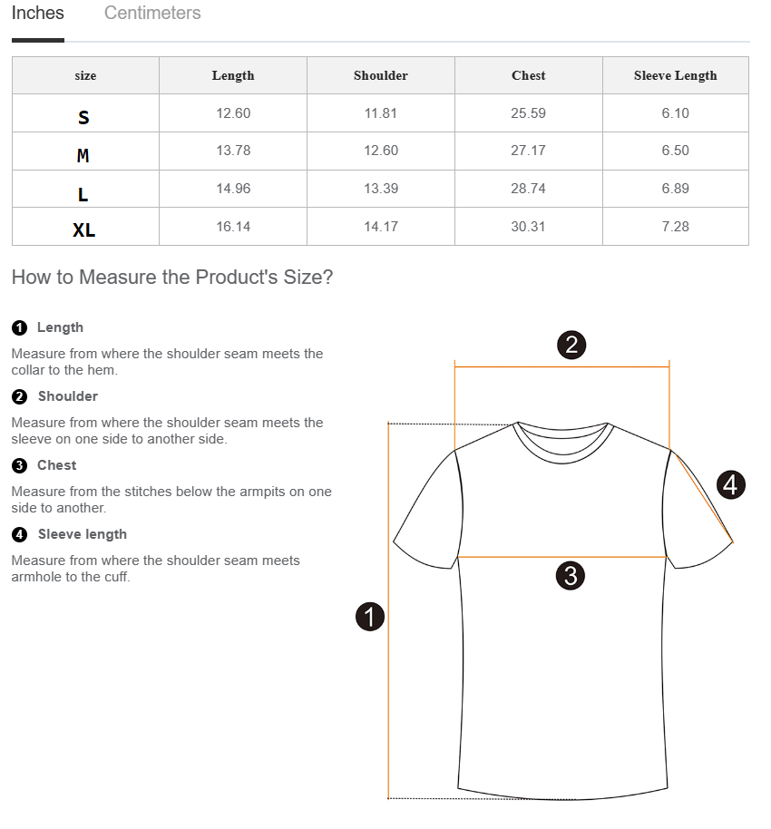 crop top size guide