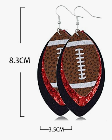Glitter Leather Football Lightweight Earrings On the Go with Princess O