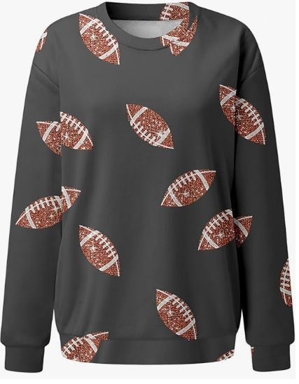 Game Day Sparkle Football Sequin Sweatshirt - On the Go with Princess O