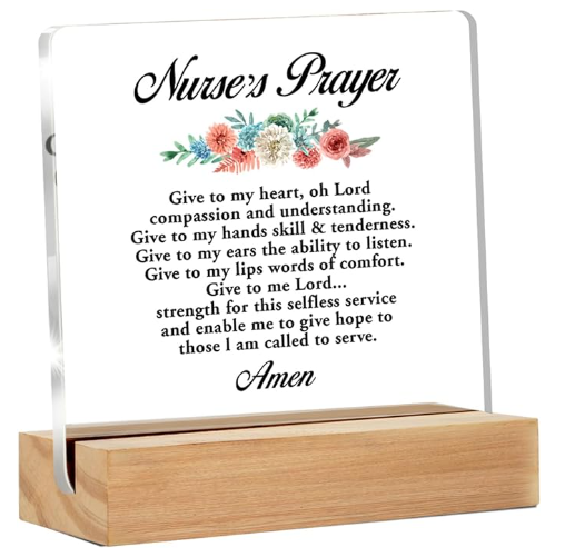 Nurse's Prayer Clear Desk Sign On the Go with Princess O