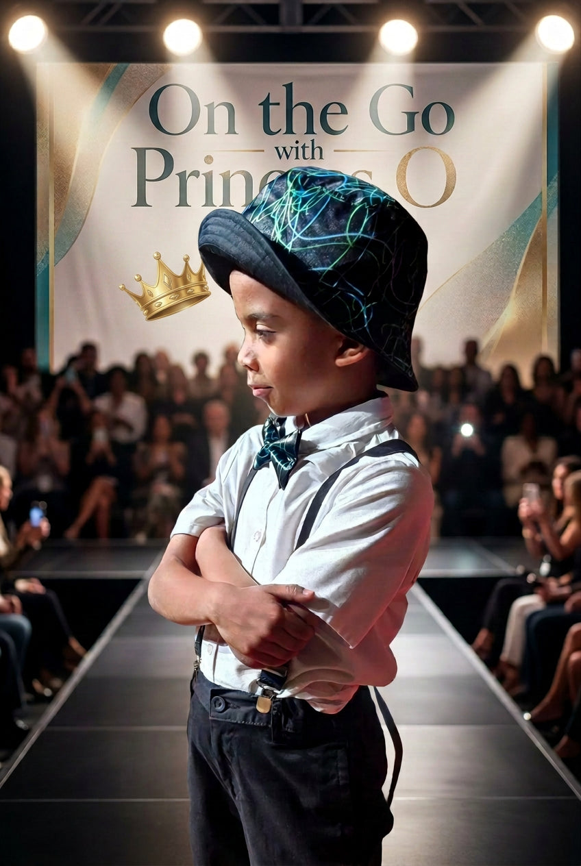 Squiggly Black Bucket Hat & Bow Tie On the Go with Princess O