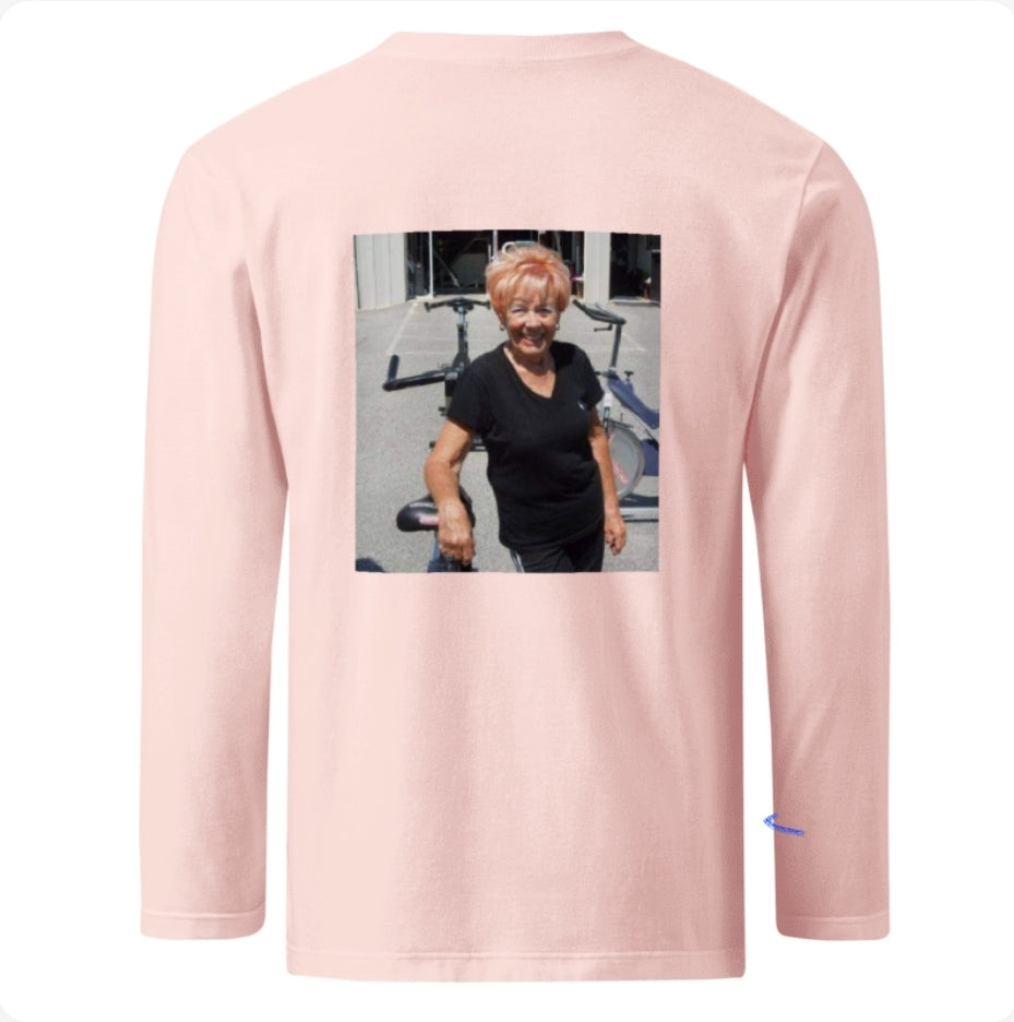 NO ONE FIGHTS ALONE DARK/LIGHT PINK LONG SLEEVE TEE