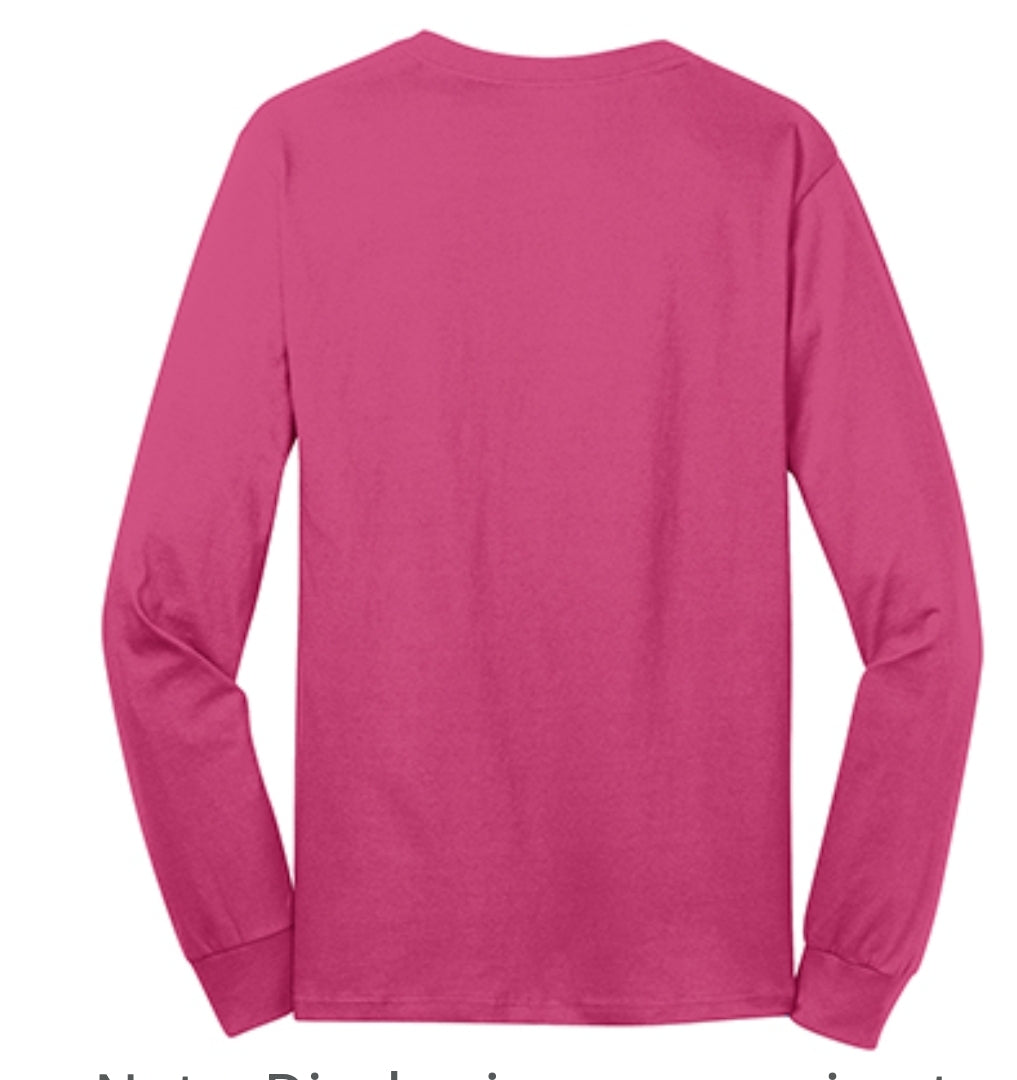 NO ONE FIGHTS ALONE DARK/LIGHT PINK LONG SLEEVE TEE