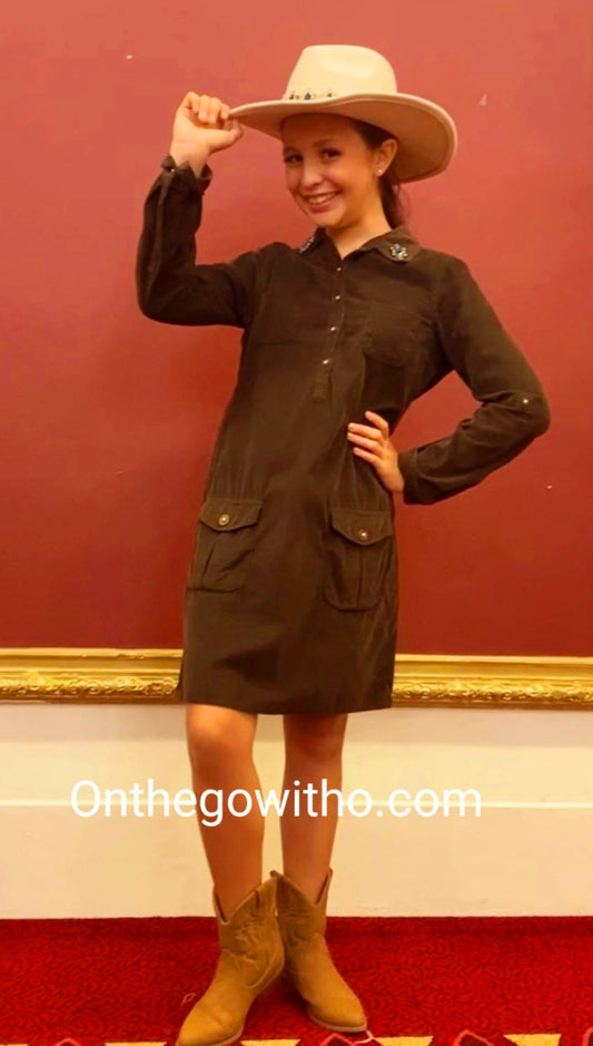 Corduroy Pocket Dress & Sapphire Cowgirl Hat - On the Go with Princess O
