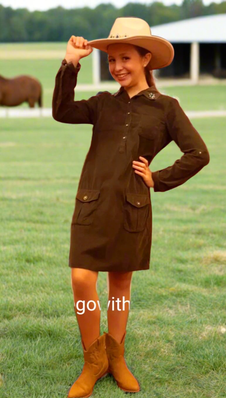 Corduroy Pocket Dress & Sapphire Cowgirl Hat - On the Go with Princess O