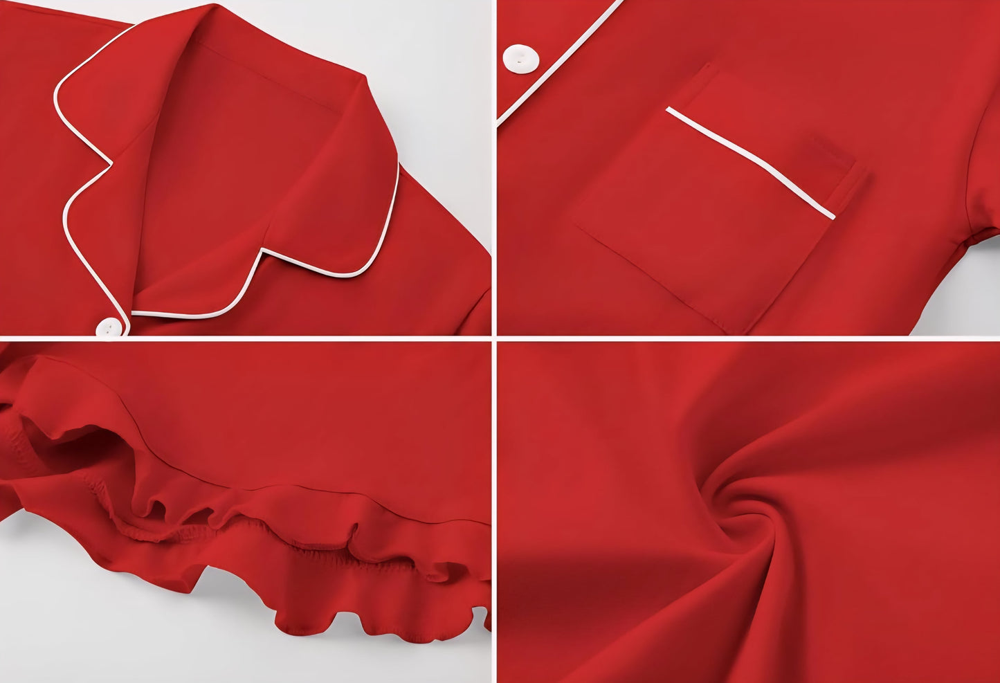 Girl's Red Two Piece Button Down Ruffle Pajamas On the Go with Princess O