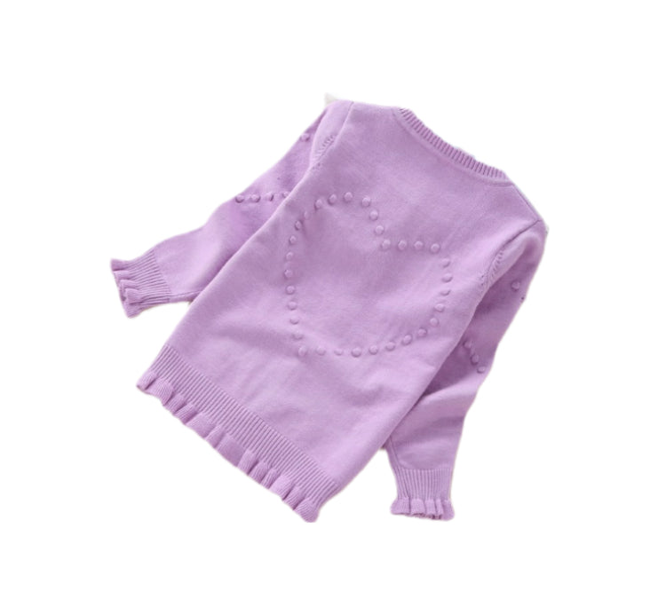 Heart Pom Knit Cardigan Girls Juniors Sweater - On the Go with Princess O