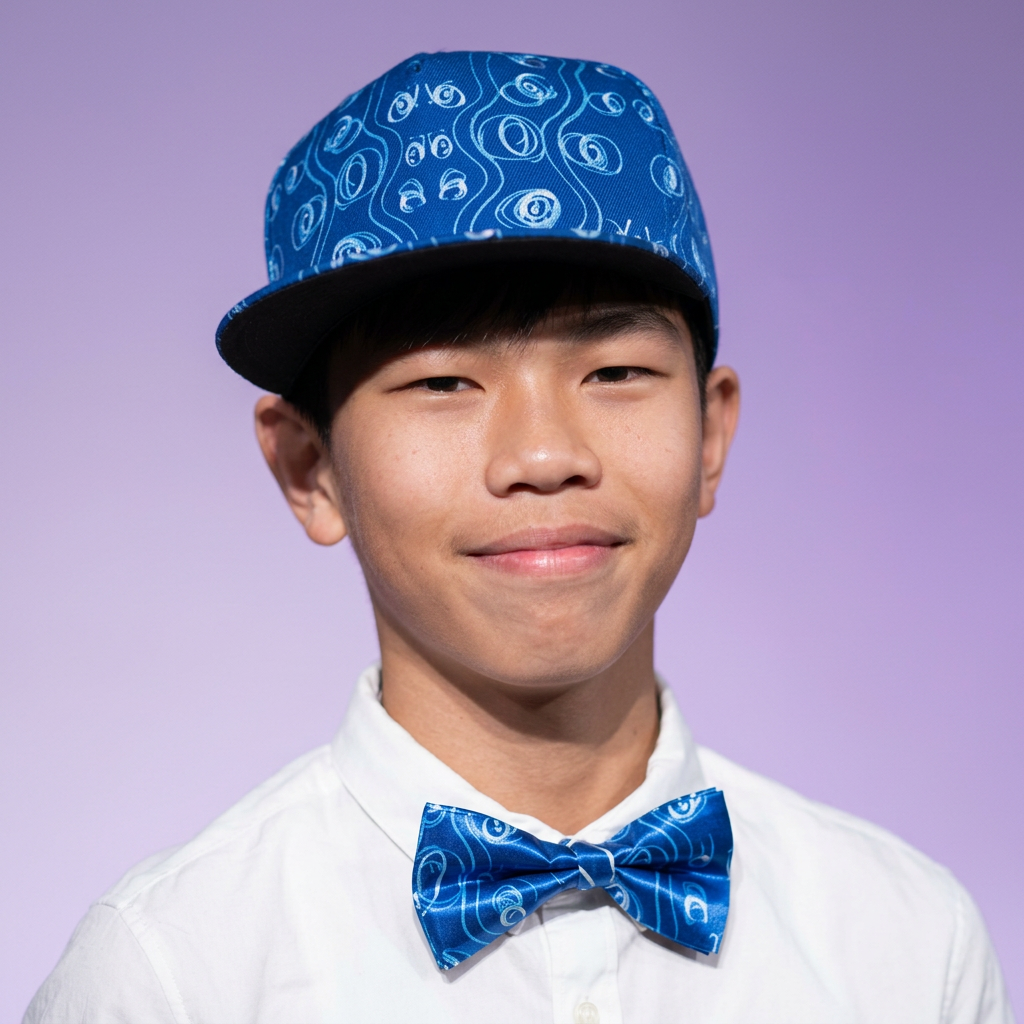 Squiggly Blue Cap & Bow Tie On the Go with Princess O